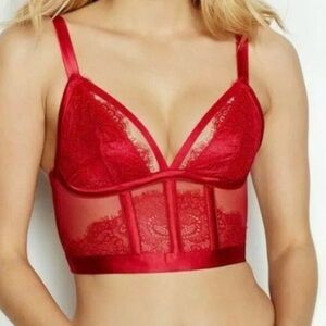 Victoria's Secret Red Lace Longline Bra
